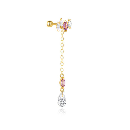 S925 Sterling Silver Drops Star Tassel Studs Piercing Earrings Series