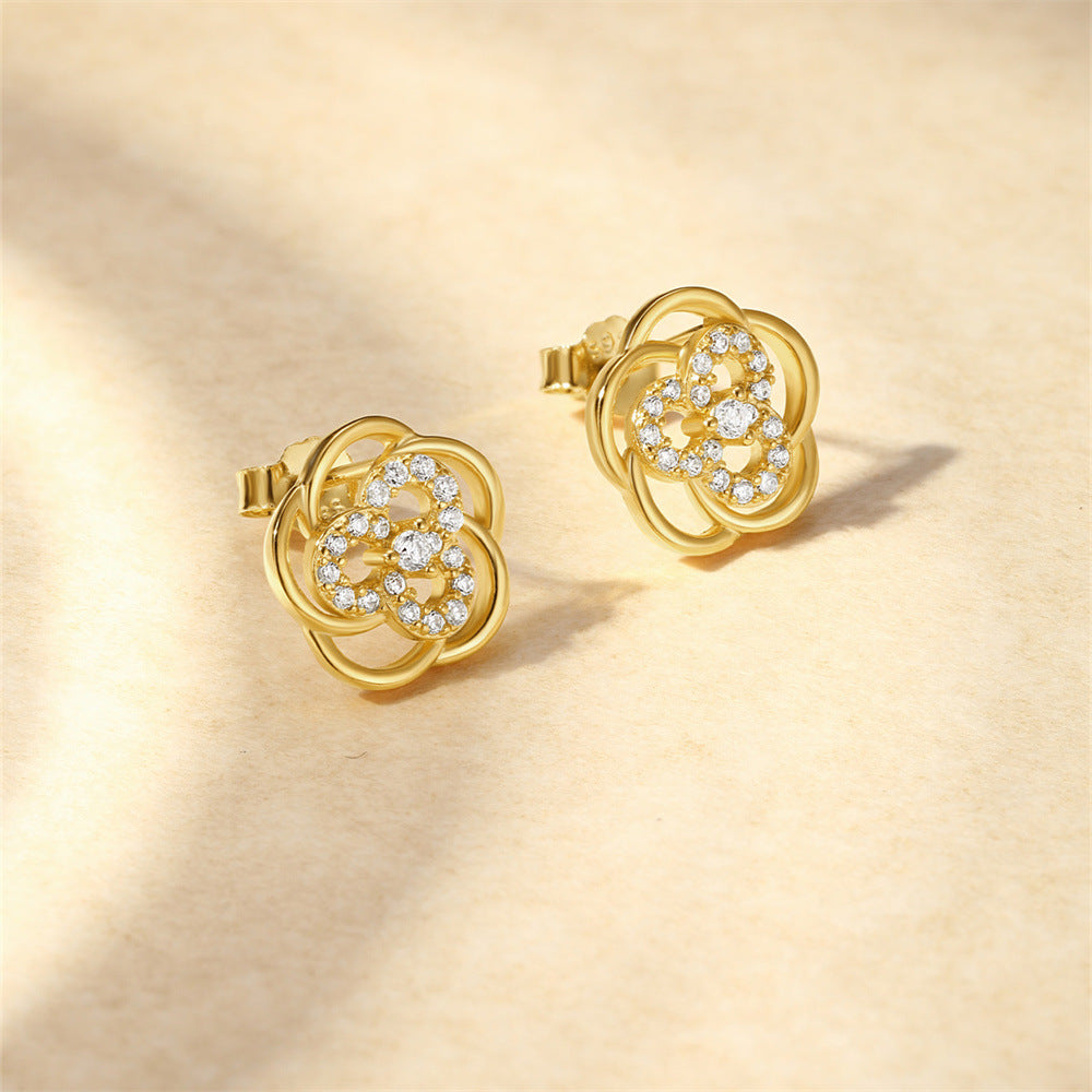 S925 Sterling Silver Petal Pearl Stud Earrings