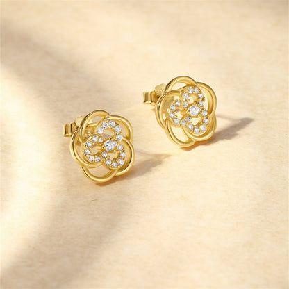 S925 Sterling Silver Petal Pearl Stud Earrings