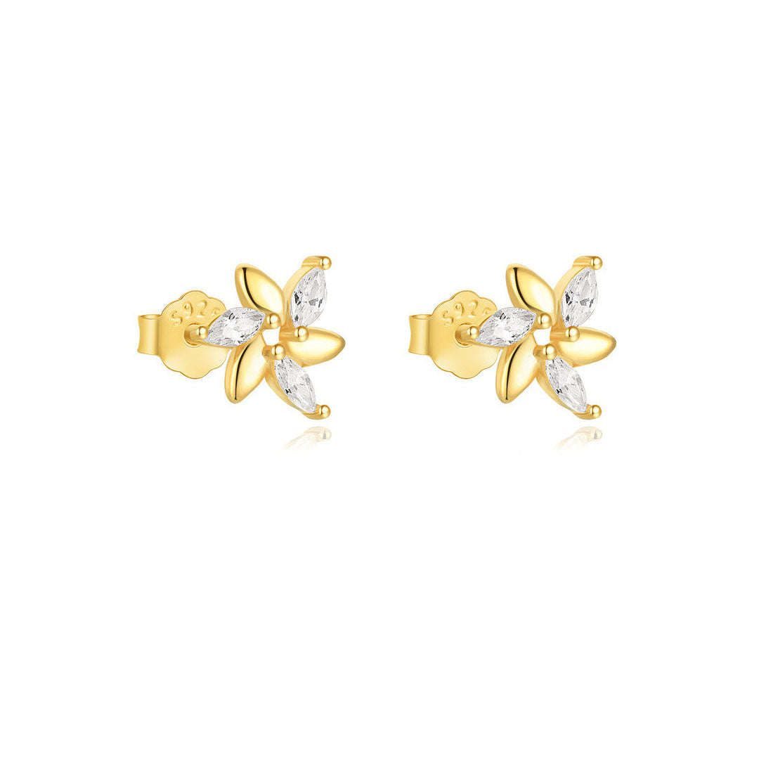 S925 Sterling Silver Petal Pearl Stud Earrings