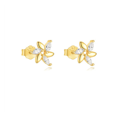 S925 Sterling Silver Petal Pearl Stud Earrings