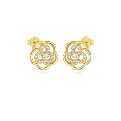 S925 Sterling Silver Petal Pearl Stud Earrings