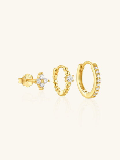 925 Sterling Silver Flower Pave Zirconia Earring Set