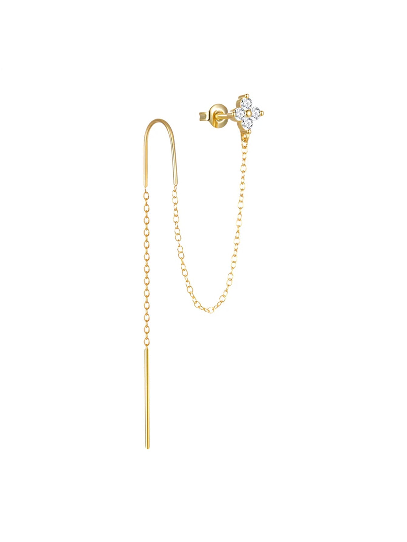 925 Sterling Silver Chain Zirconia Stud & Hoop Earring Set