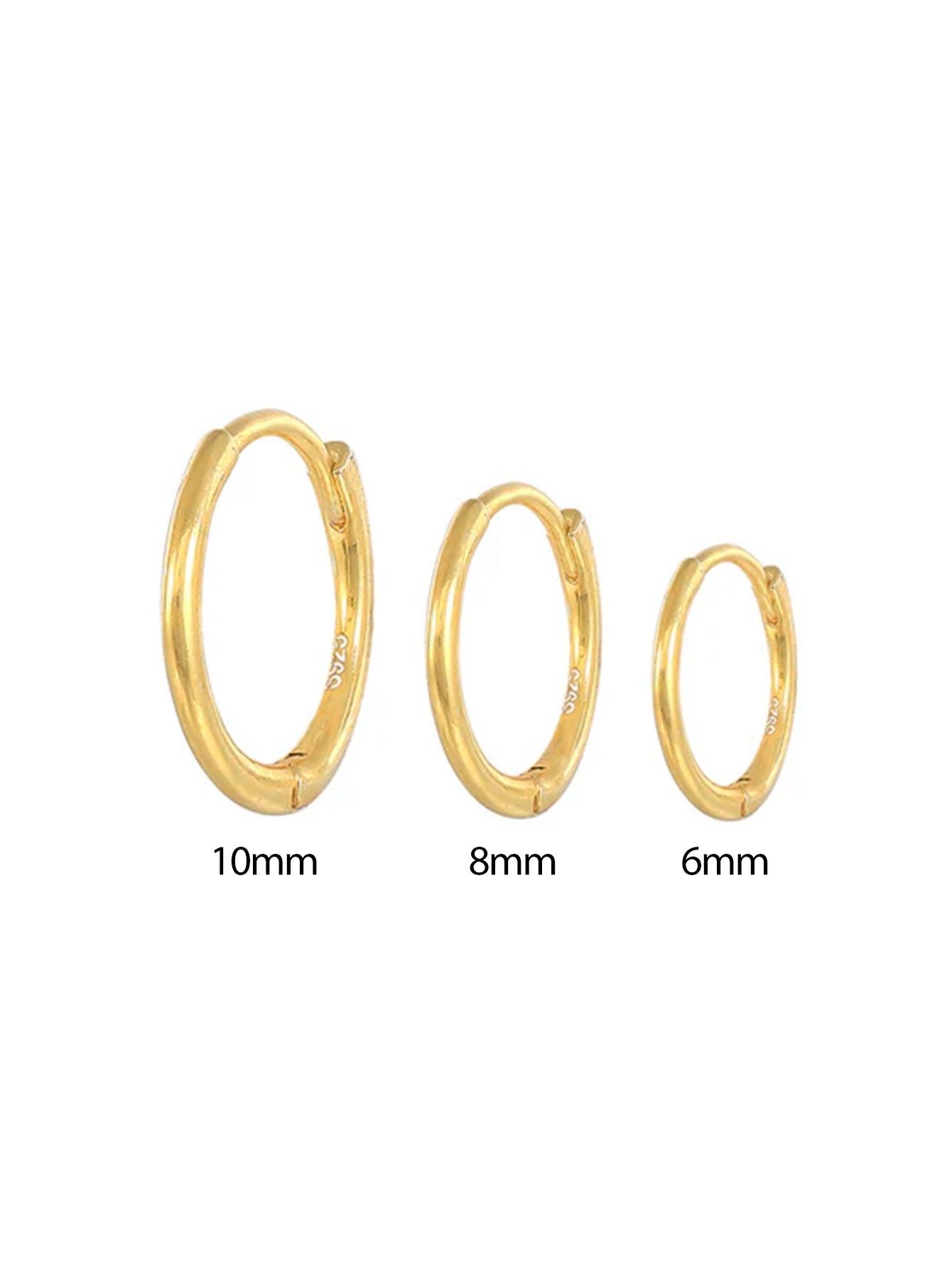 S925 Multi-Size Glossy Hoop Earring Set