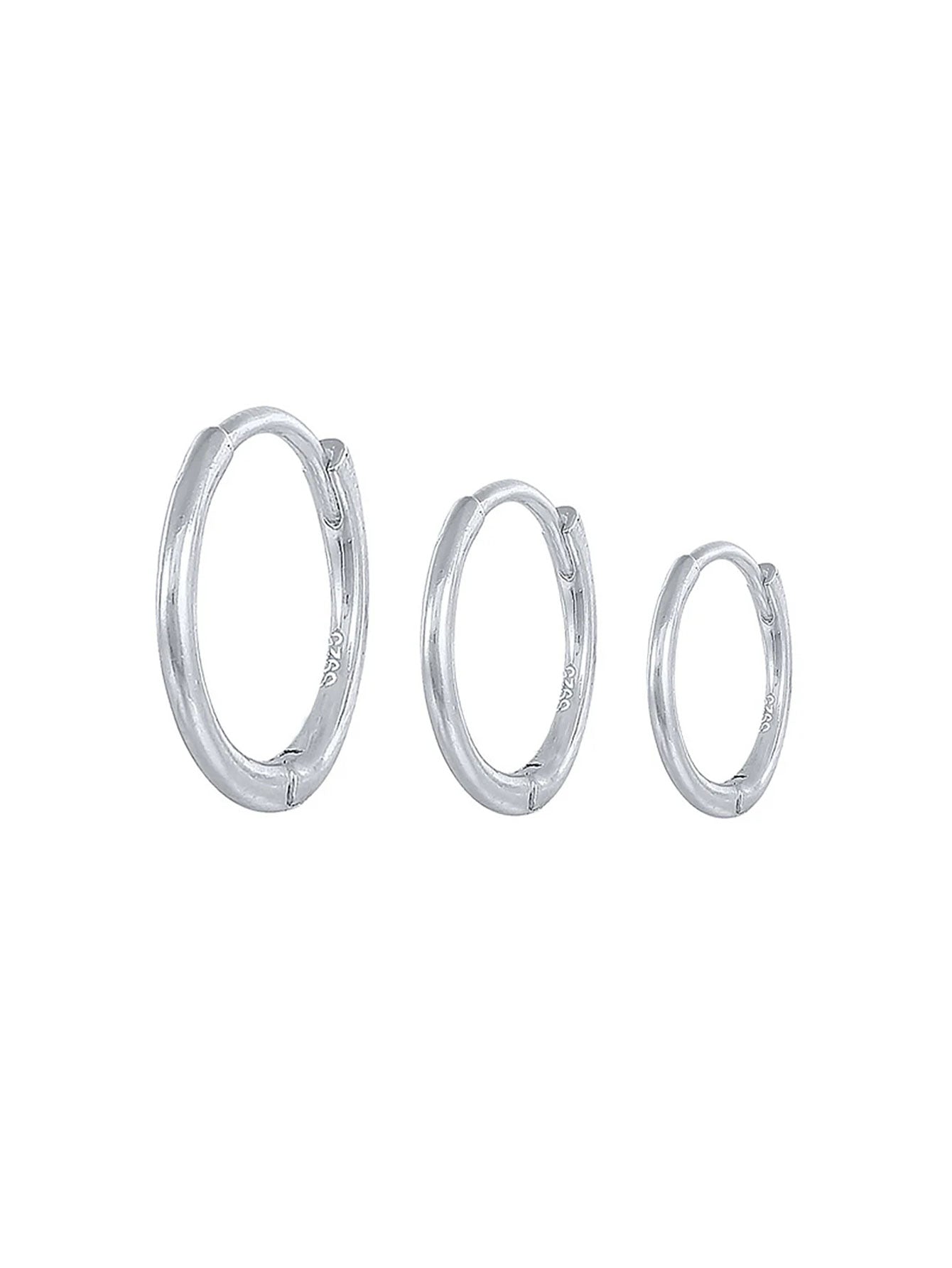 S925 Multi-Size Glossy Hoop Earring Set