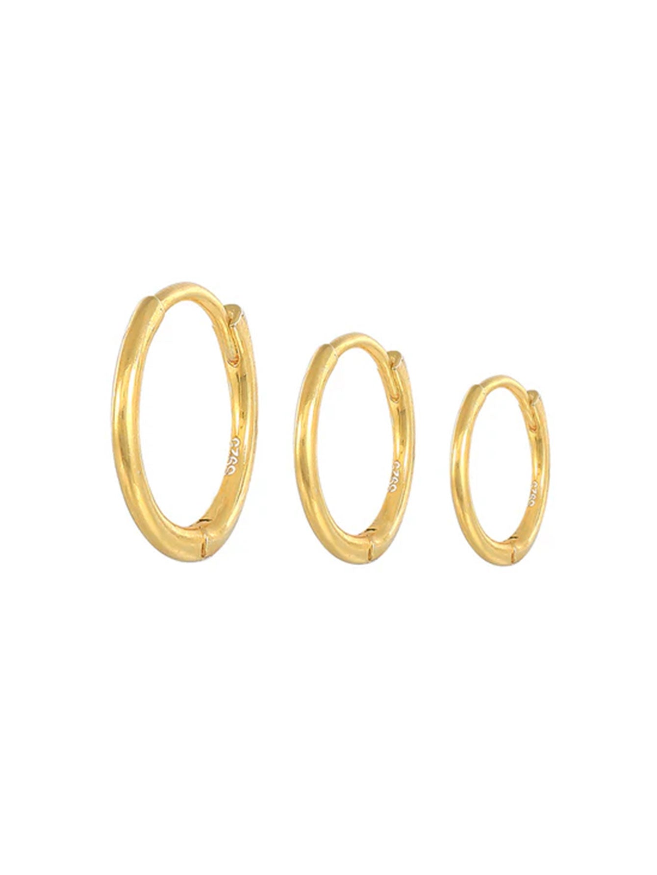 S925 Multi-Size Glossy Hoop Earring Set