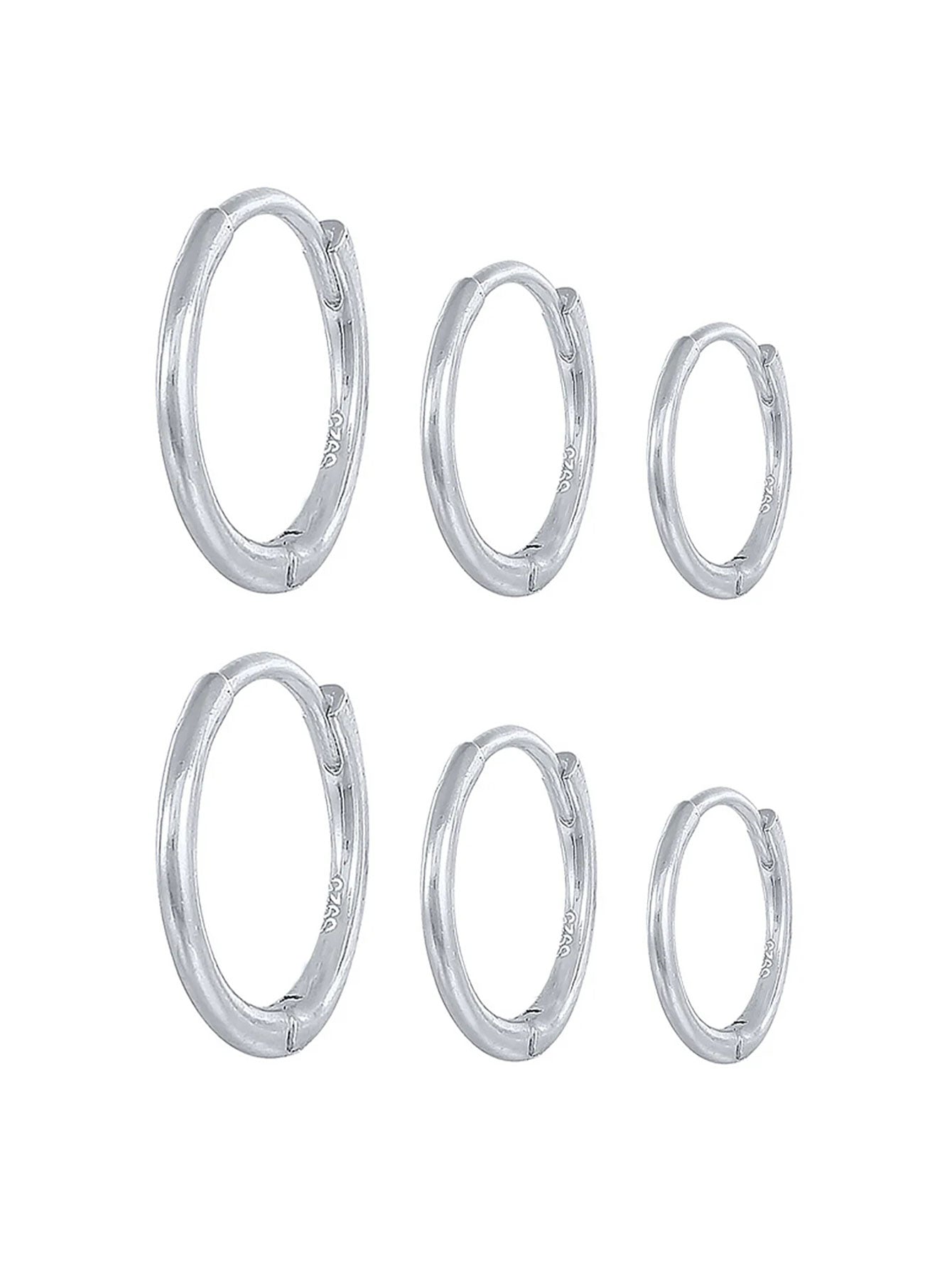 S925 Multi-Size Glossy Hoop Earring Set