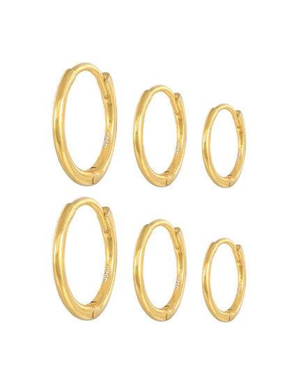 S925 Multi-Size Glossy Hoop Earring Set