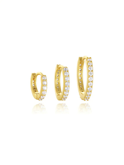 S925 Multi-Size Sparkling Zirconia Hoop Earring Set