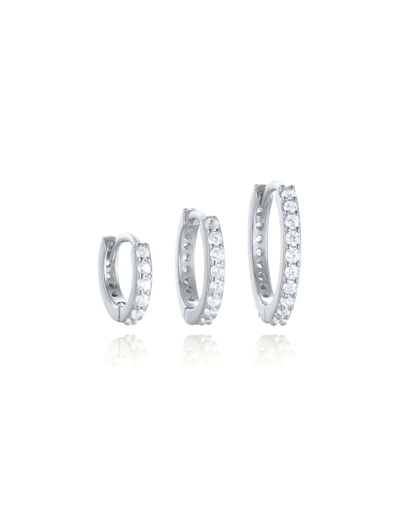 S925 Multi-Size Sparkling Zirconia Hoop Earring Set