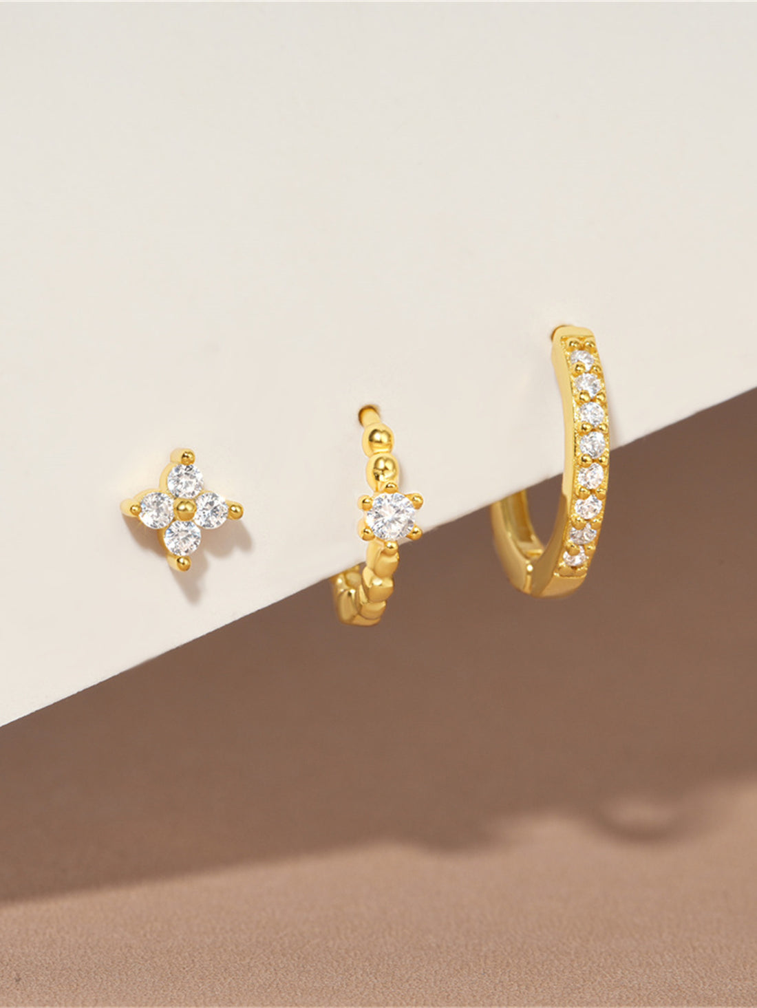 925 Sterling Silver Flower Pave Zirconia Earring Set