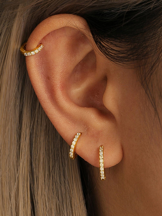 S925 Multi-Size Sparkling Zirconia Hoop Earring Set