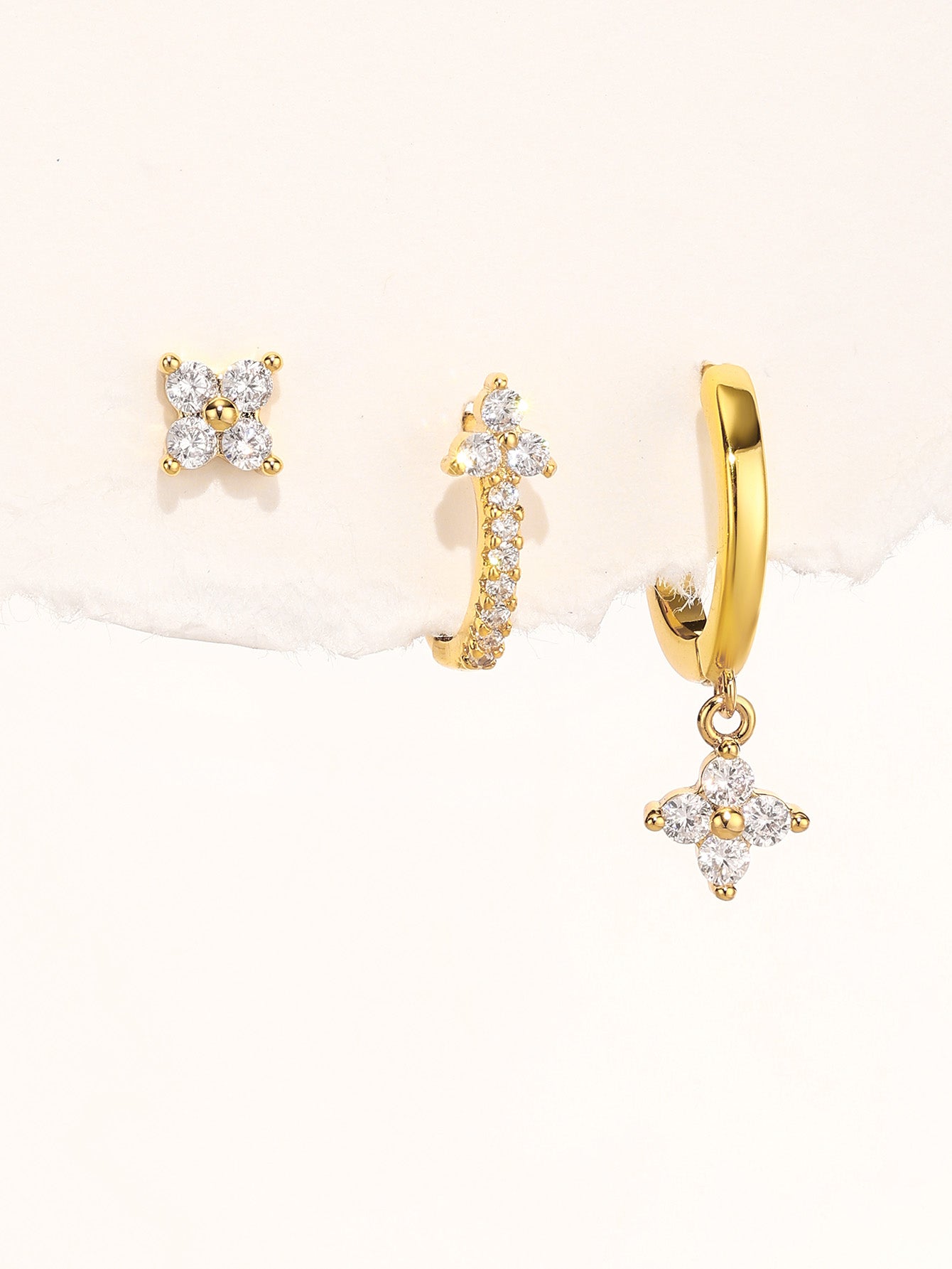 925 Sterling Silver Elegant Floral Earrings Hoops Series