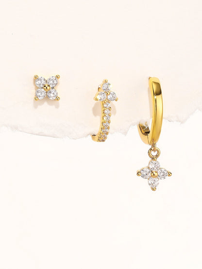 925 Sterling Silver Elegant Floral Earrings Hoops Series