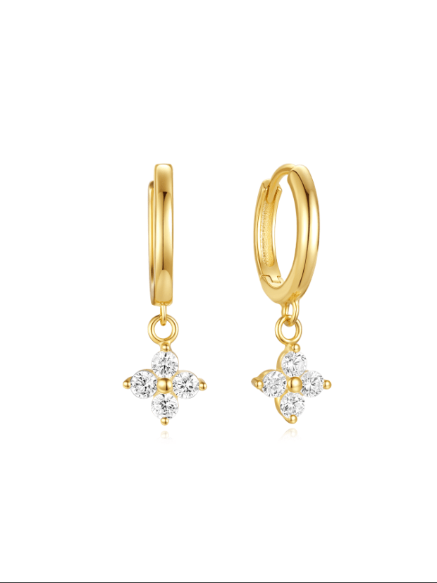 925 Sterling Silver Flower Zirconia Stud Earring Set