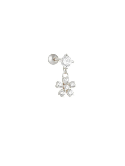 925 Sterling Silver Flower Zirconia Stud Earring Set