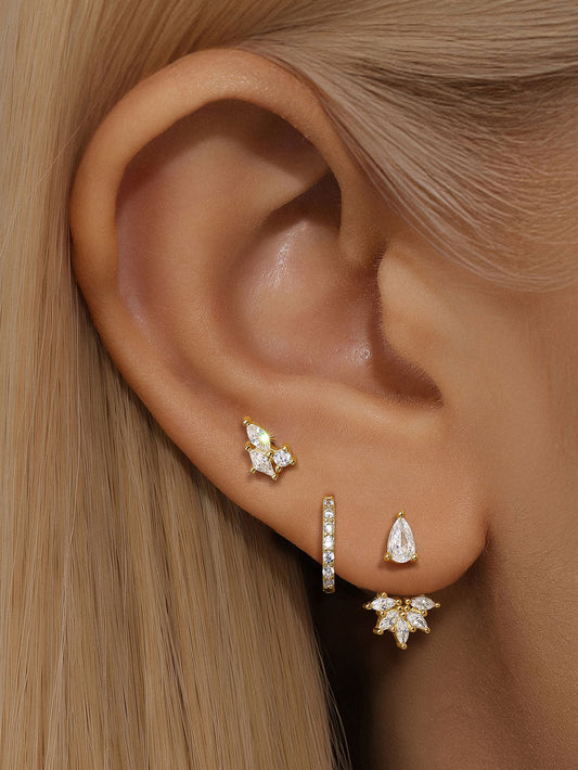 S925 Sparkling Teardrop Flower Zirconia Earrings