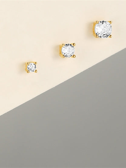 S925 Round Zirconia Stud Earrings– 2mm / 3mm / 4mm