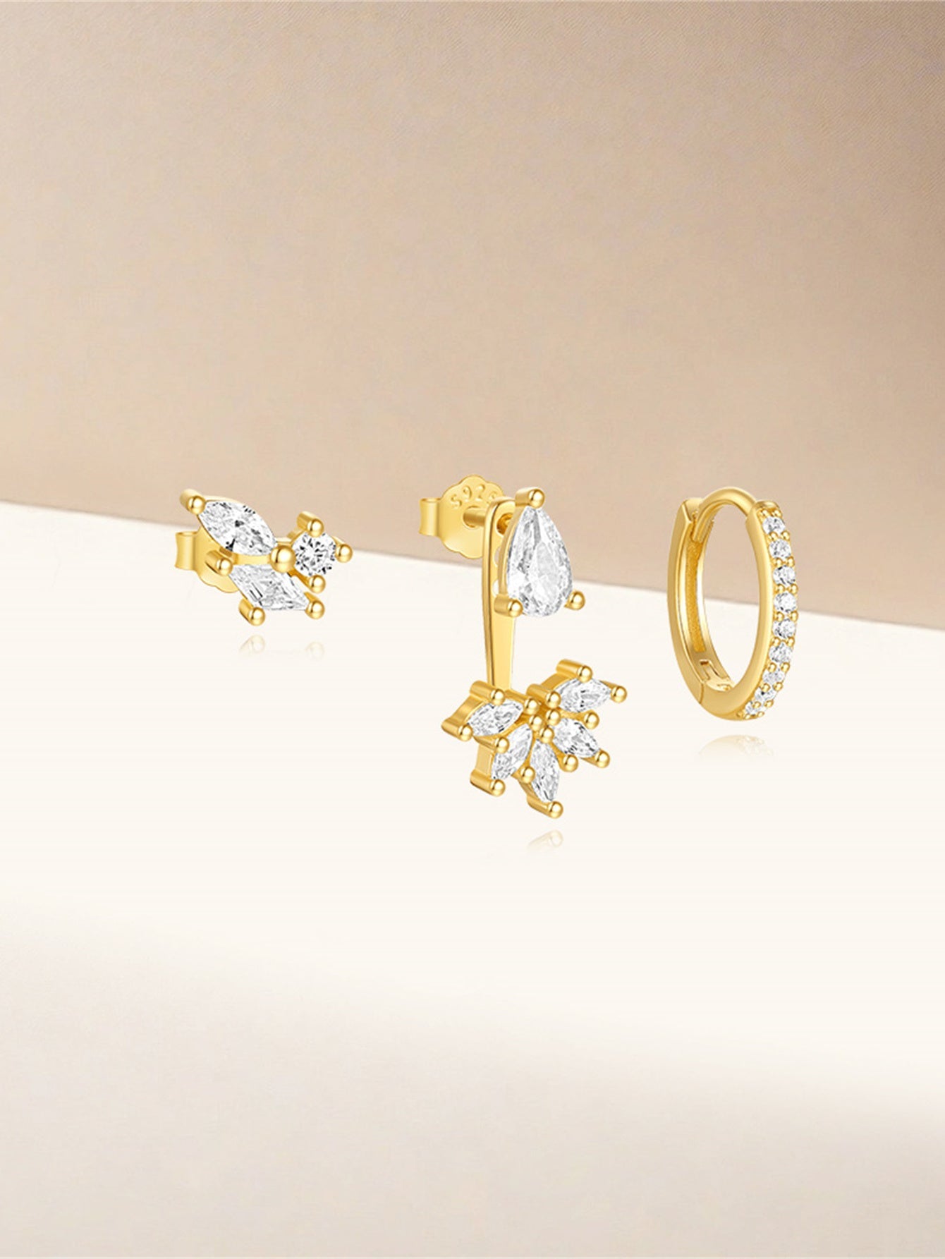 S925 Sparkling Teardrop Flower Zirconia Earrings