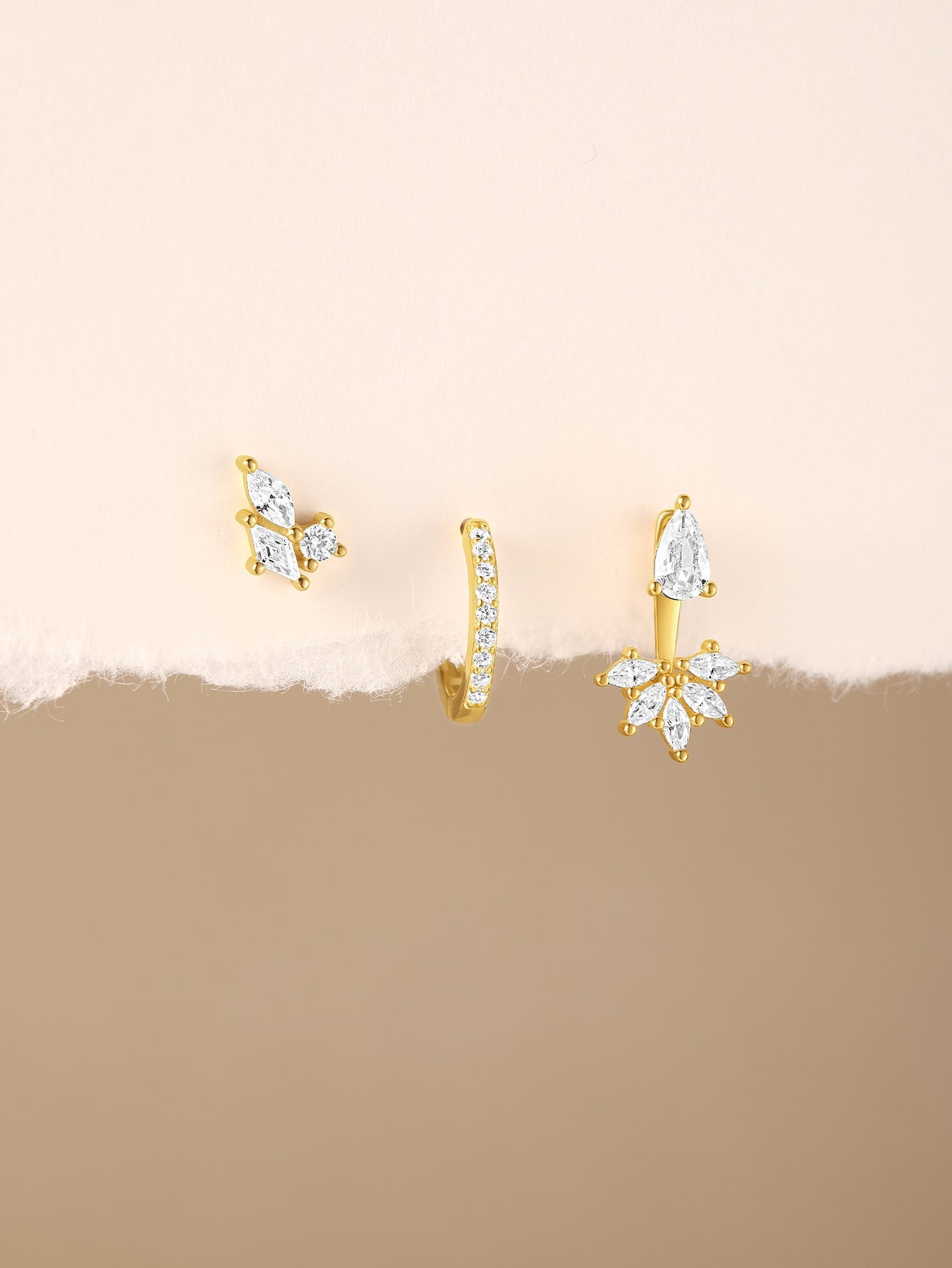 S925 Sparkling Teardrop Flower Zirconia Earrings