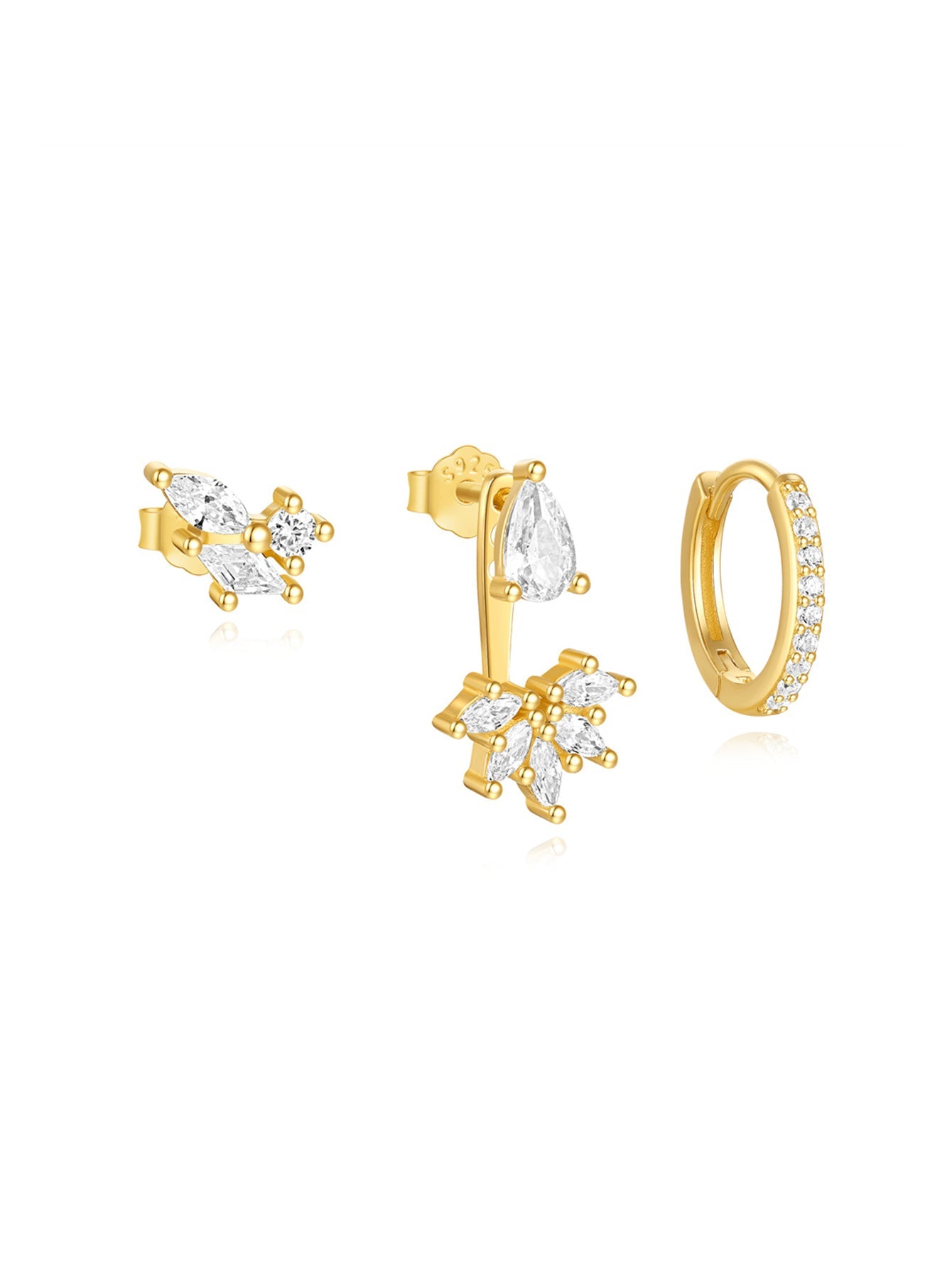 S925 Sparkling Teardrop Flower Zirconia Earrings