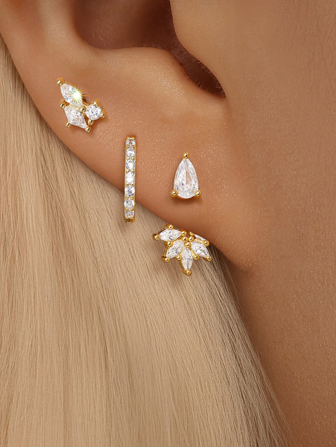 S925 Sparkling Teardrop Flower Zirconia Earrings