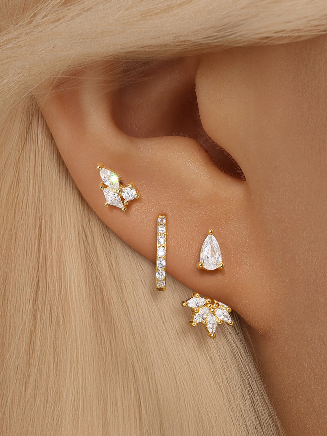 S925 Sparkling Teardrop Flower Zirconia Earrings