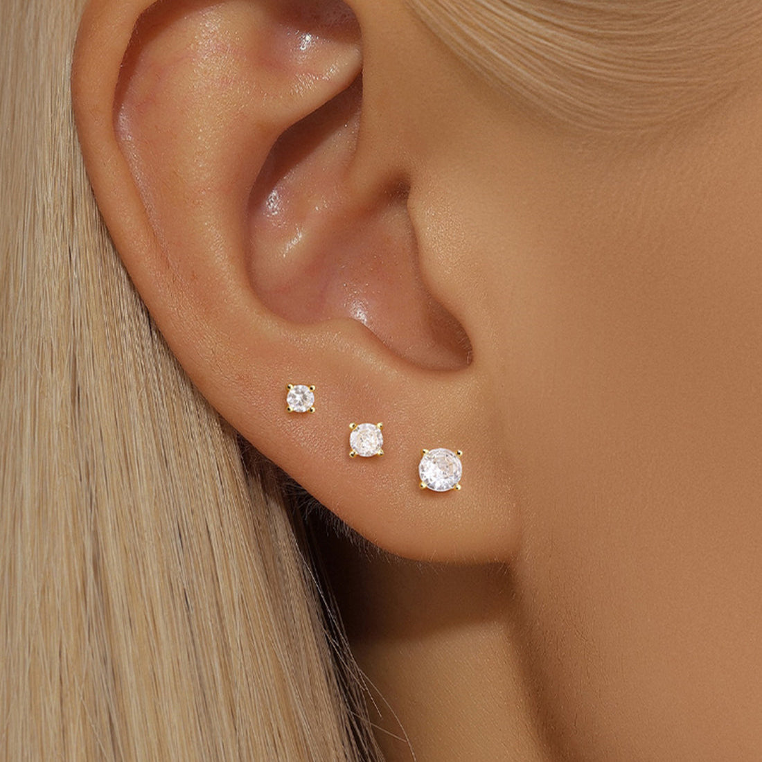 S925 Round Zirconia Stud Earrings– 2mm / 3mm / 4mm
