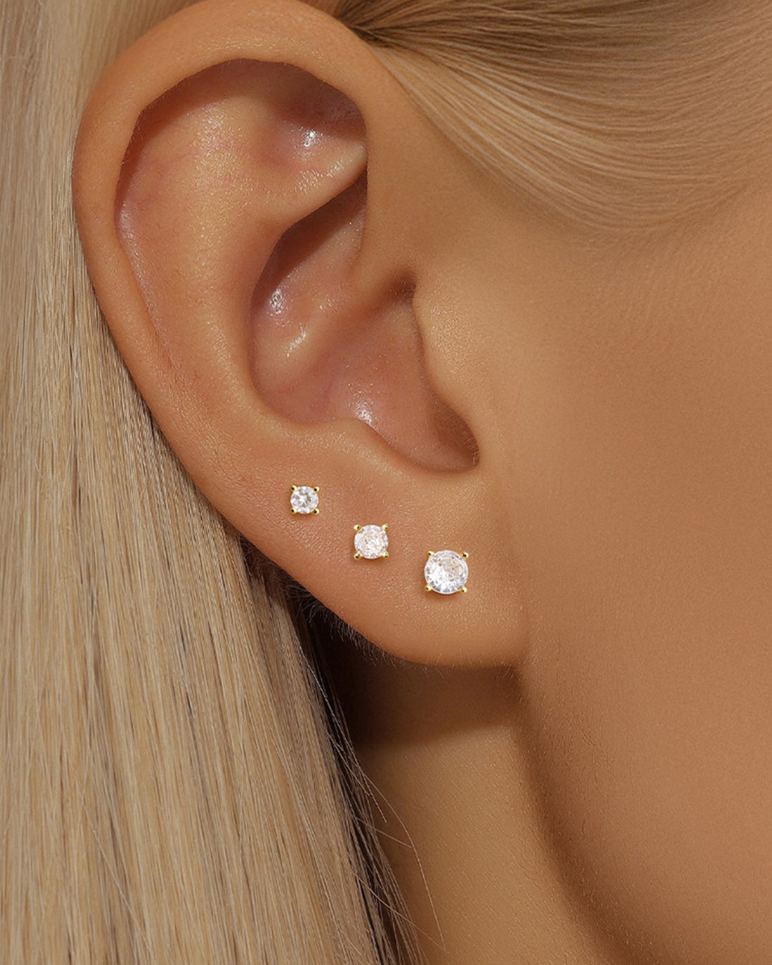 S925 Round Zirconia Stud Earrings– 2mm / 3mm / 4mm