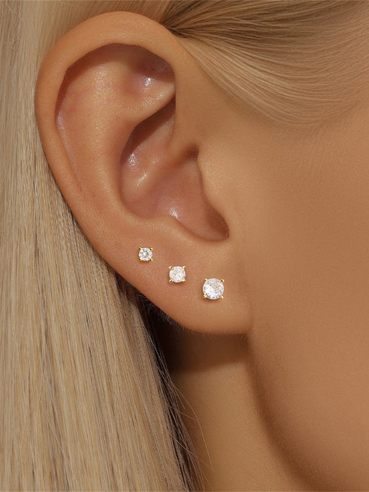 S925 Round Zirconia Stud Earrings– 2mm / 3mm / 4mm