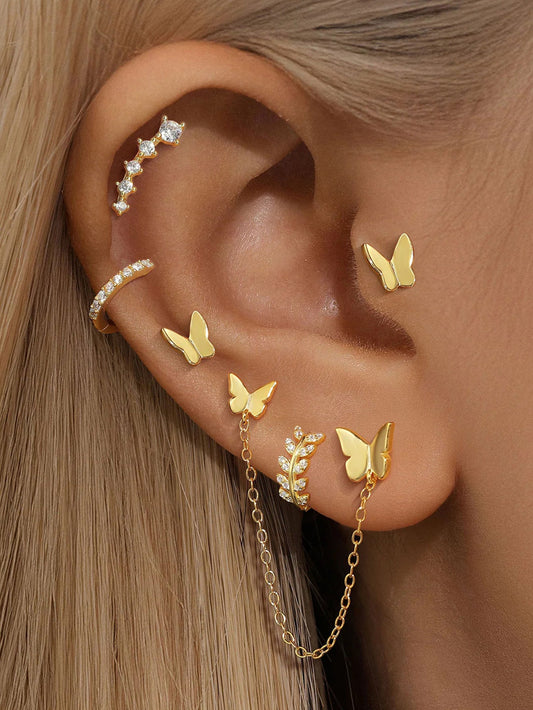 925 Sterling Silver Butterfly Zircon All Match Series
