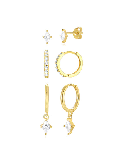 S925 Minimalist Zirconia Earrings Set