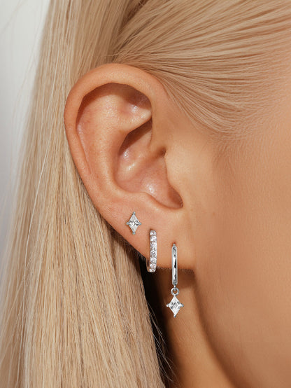 S925 Minimalist Zirconia Earrings Set