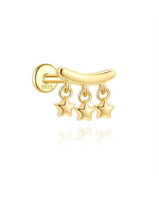 925 Sterling Silver Star Tassel Flatback Piercing Stud