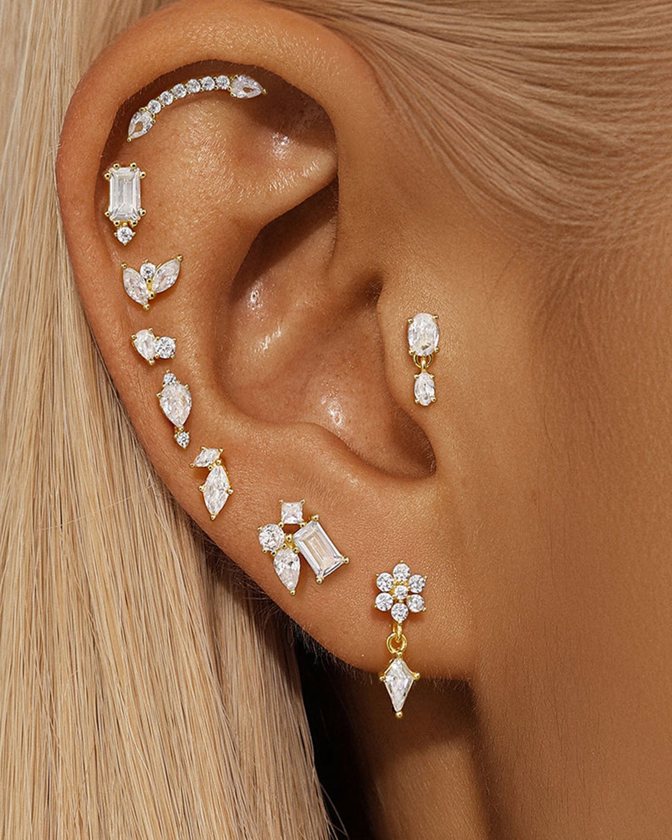 S925 Zircon Stitching Earrings Series