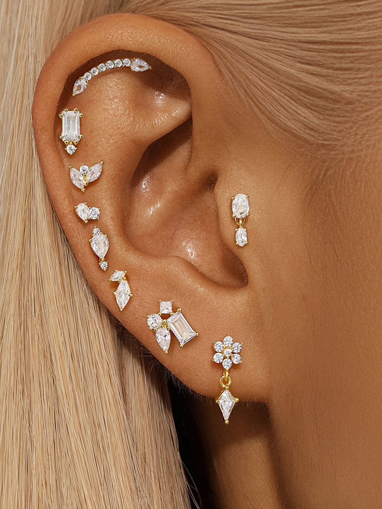 S925 Zircon Stitching Earrings Series