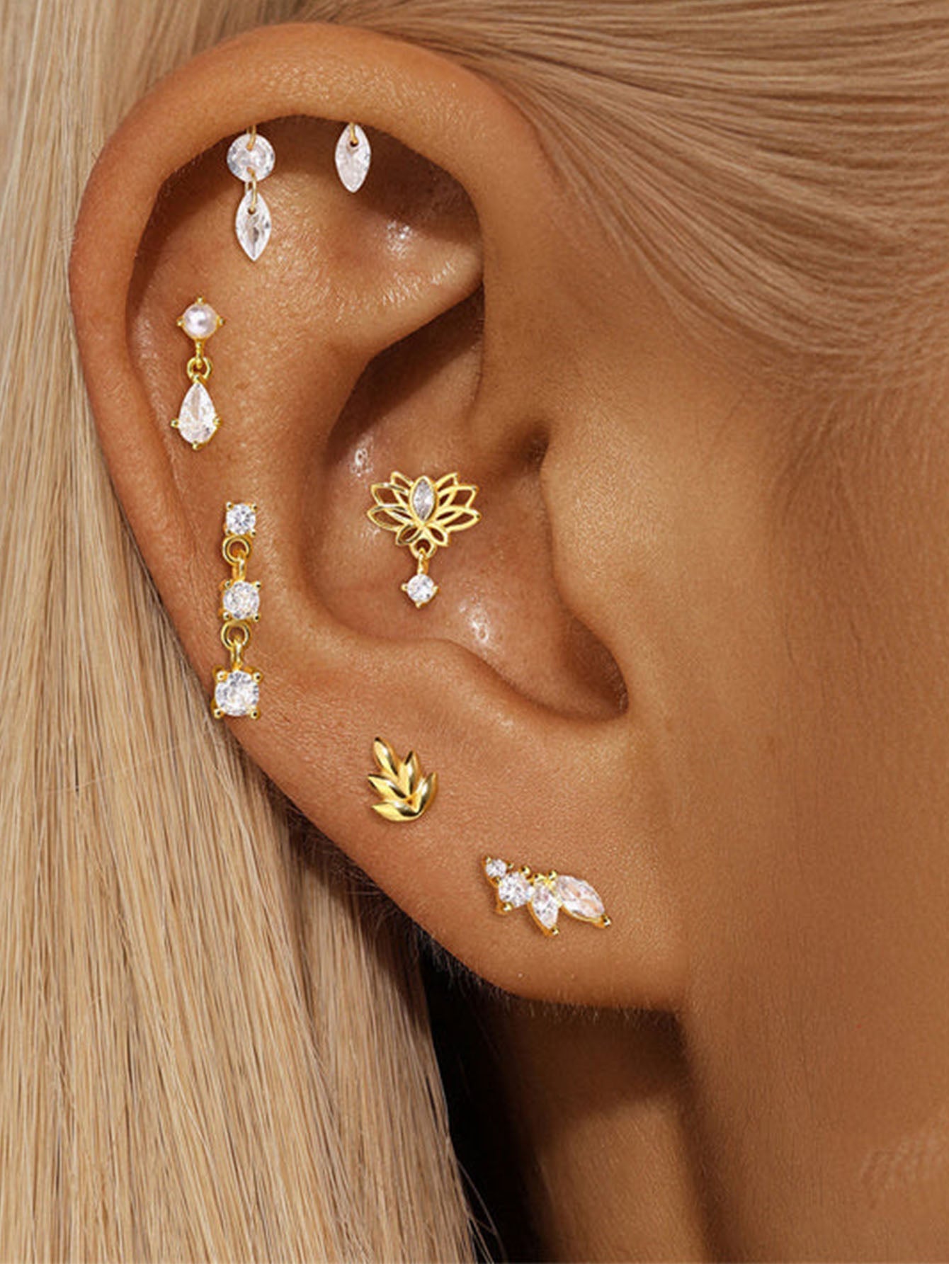 925 Sterling Silver Water Drop Ear Piercing Stud