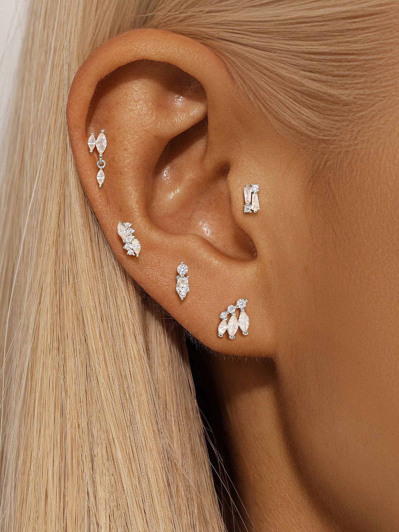 925 Sterling Silver Piercing Studs Earrings Series