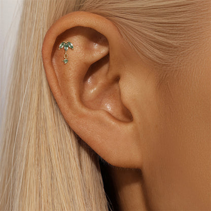 925 Sterling Silver Water Grass Agate Stud Earrings Series