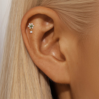 925 Sterling Silver Water Grass Agate Stud Earrings Series