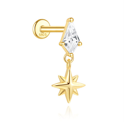 S925 Gold Plated Sterling Silver Waterproof Clover Tassel Floral Stud Earrings Series