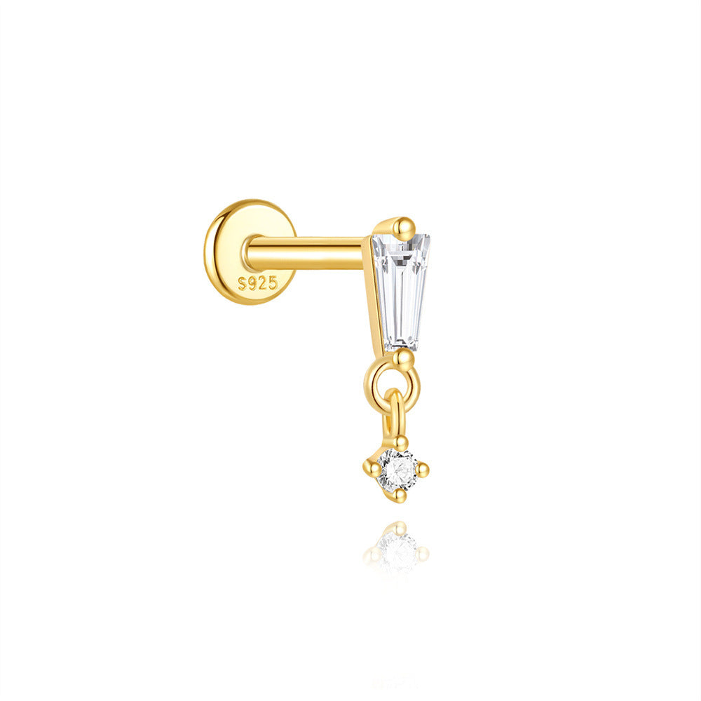 S925 Gold Plated Sterling Silver Waterproof Clover Tassel Floral Stud Earrings Series