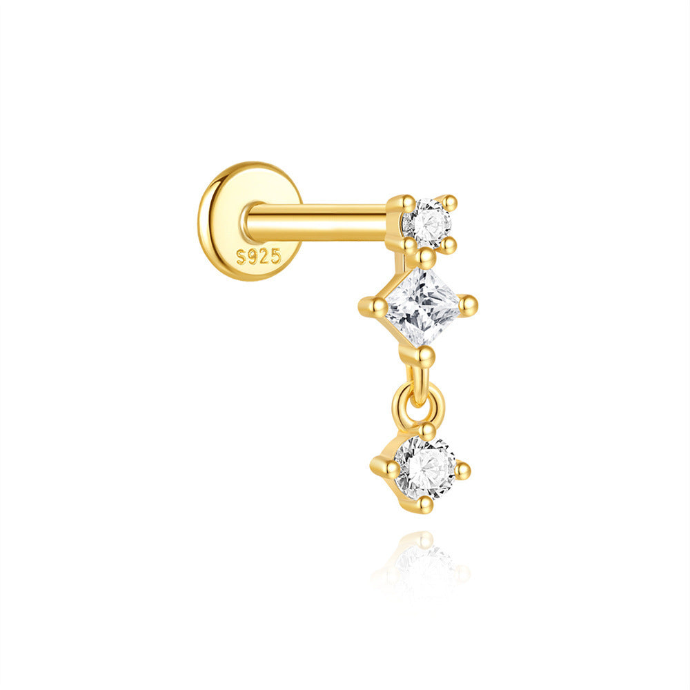 S925 Gold Plated Sterling Silver Waterproof Clover Tassel Floral Stud Earrings Series