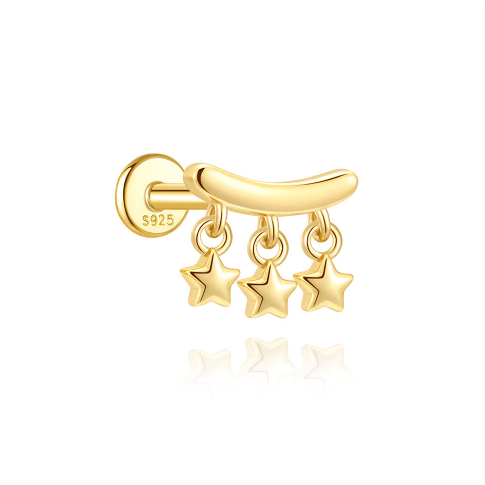 S925 Gold Plated Sterling Silver Waterproof Clover Tassel Floral Stud Earrings Series