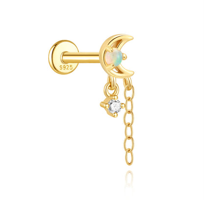 S925 Gold Plated Sterling Silver Waterproof Clover Tassel Floral Stud Earrings Series