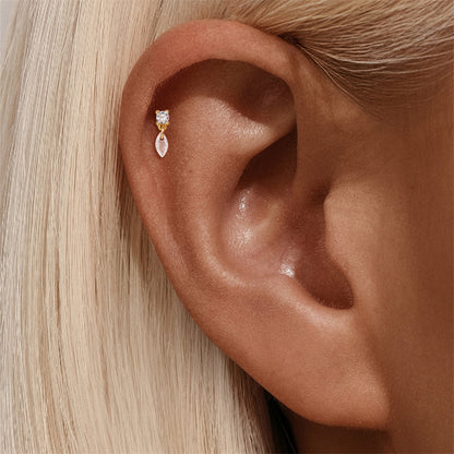 925 Sterling Silver Heart Star Geometric Chain Stud Earring Series