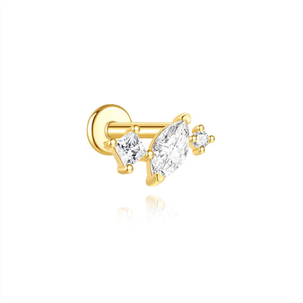 925 Sterling Silver Heart Star Geometric Chain Stud Earring Series