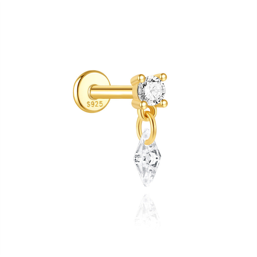 925 Sterling Silver Heart Star Geometric Chain Stud Earring Series