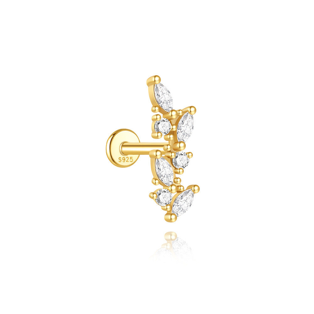 925 Sterling Silver Heart Star Geometric Chain Stud Earring Series